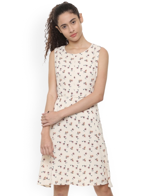 

Van Heusen Woman Beige Printed Fit and Flare Dress