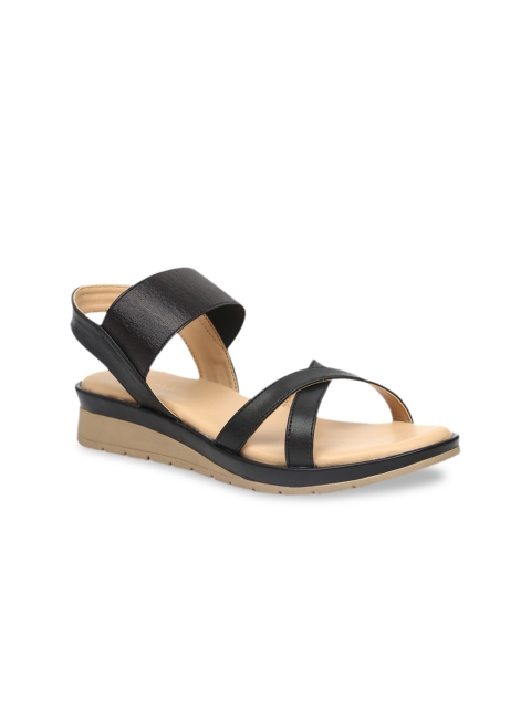 VALIOSAA Women Black Solid Open Toe Flats