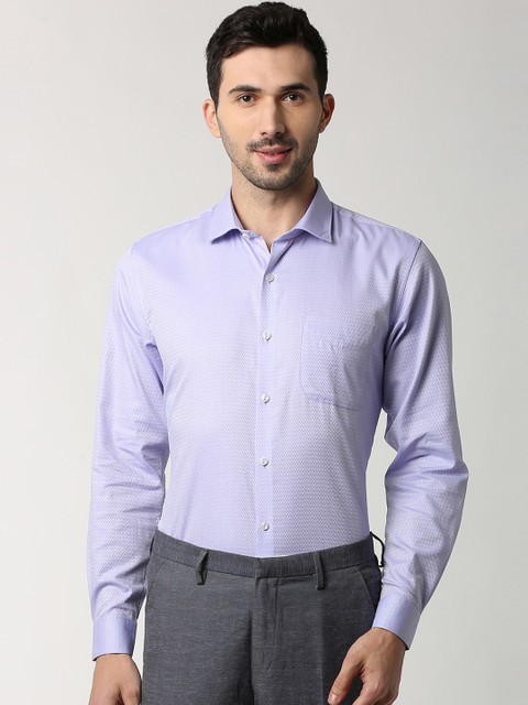 

Peter England Elite Men Blue Regular Fit Self Design Formal Shirt