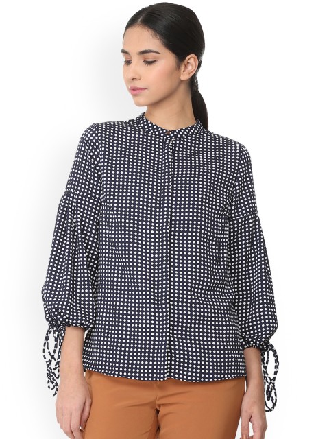 

Van Heusen Woman Navy Blue Regular Fit Printed Casual Shirt