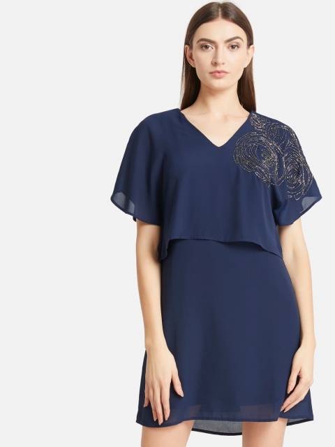 

Kazo Women Navy Blue Solid Layered A-Line Dress