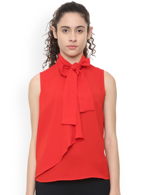 

Van Heusen Women Red Solid Tiered Top
