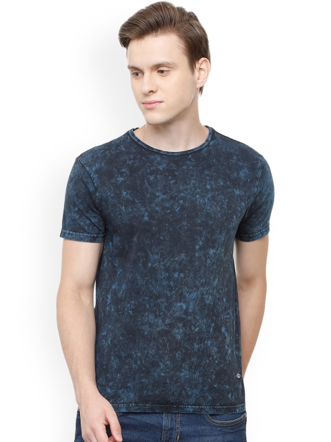 

People Men Navy Blue Printed Round Neck T-shirt