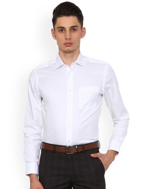 

Louis Philippe Men White Regular Fit Striped Formal Shirt