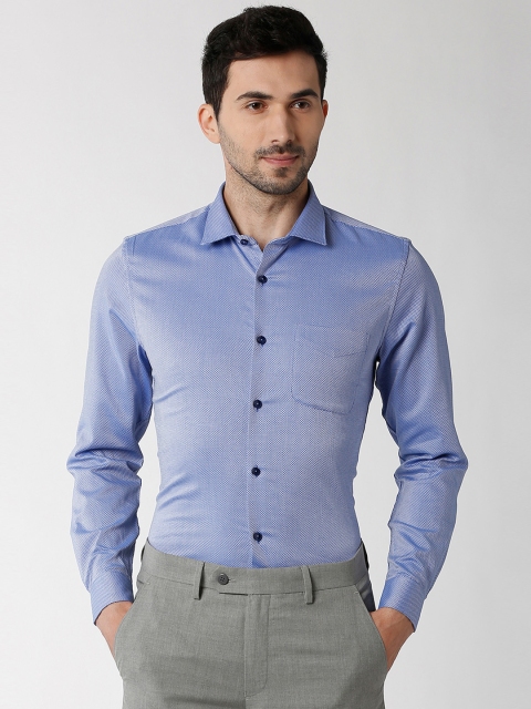 

Peter England Elite Men Blue Slim Fit Self Design Formal Shirt