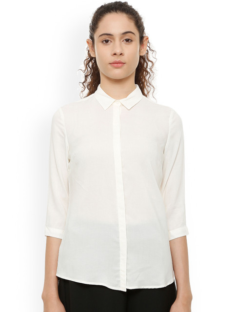 

Van Heusen Woman White Regular Fit Solid Casual Shirt