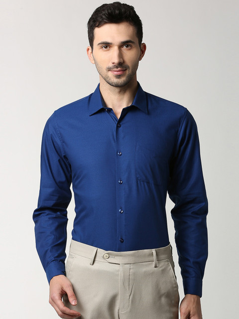 

Peter England Elite Men Blue Regular Fit Self Design Formal Shirt