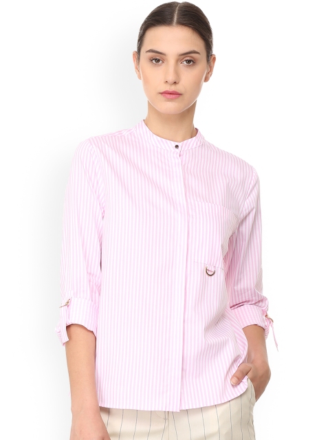 

Van Heusen Woman Pink Regular Fit Striped Casual Shirt