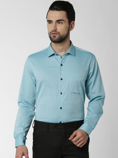 

Peter England Elite Men Blue Regular Fit Self Design Formal Shirt