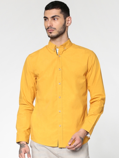 ONLY & SONS Men Yellow Regular Fit Solid Casual Shirt