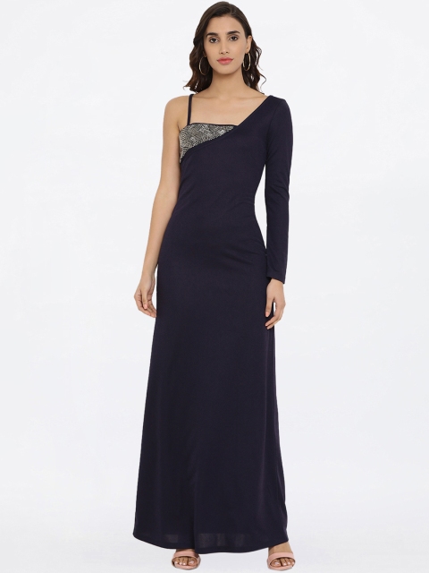 

Kazo Women Navy Blue Embellished Maxi Dress