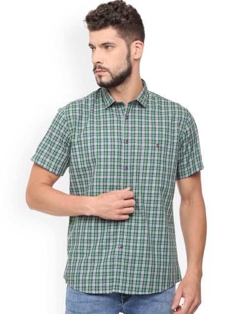 

Louis Philippe Men Green Slim Fit Checked Casual Shirt