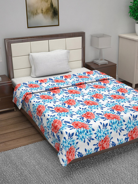 

Divine Casa Blue Floral AC Room 110 GSM Single Bed Quilt