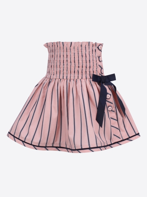 

CUTECUMBER Girls Pink & Navy Blue Striped A-Line Skirt