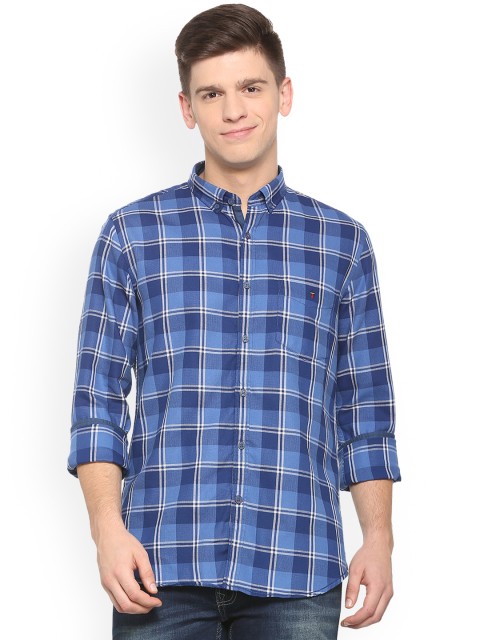 

Louis Philippe Men Blue Slim Fit Checked Casual Shirt