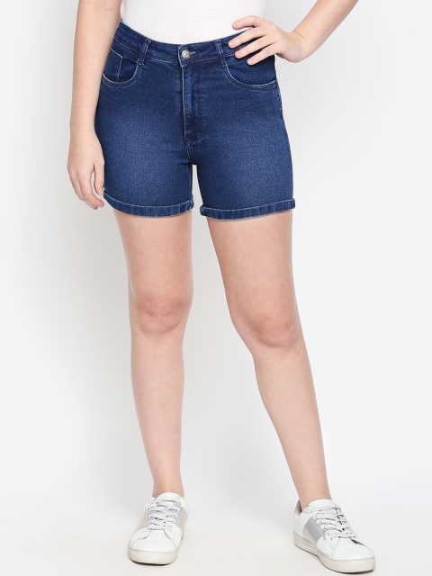 

fungus Women Blue Washed Slim Fit Denim Shorts