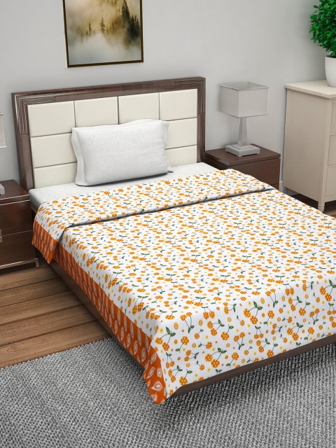 

Divine Casa Yellow Floral AC Room 110 GSM Single Bed Quilt