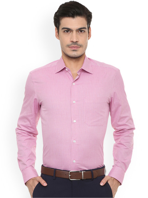 

Louis Philippe Men Pink Regular Fit Striped Formal Shirt