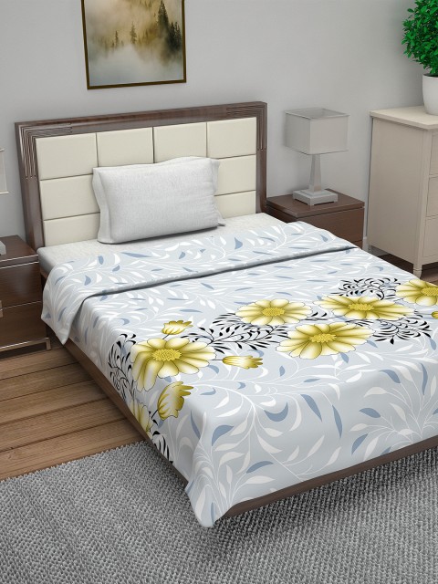 

Divine Casa Grey Floral AC Room 110 GSM Single Bed Quilt