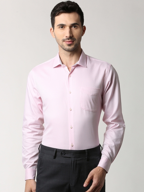 

Peter England Elite Men Pink Regular Fit Self Design Formal Shirt