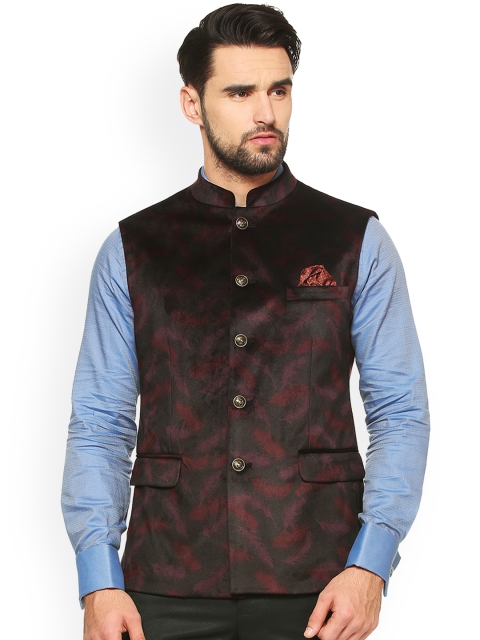 

Van Heusen Men Brown Printed Woven Nehru Jacket