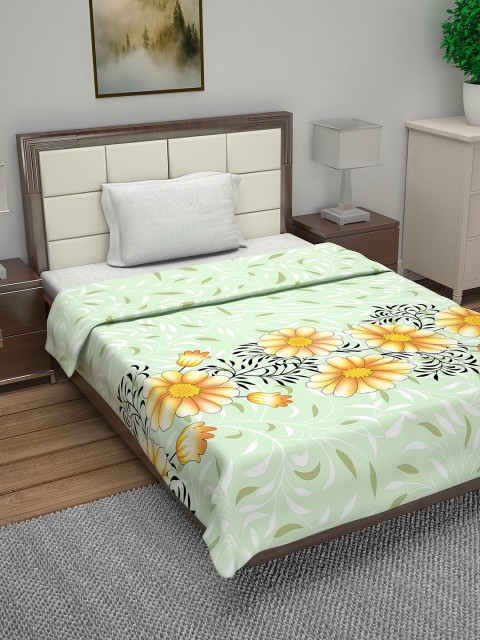 

Divine Casa Green Floral AC Room 110 GSM Single Bed Quilt