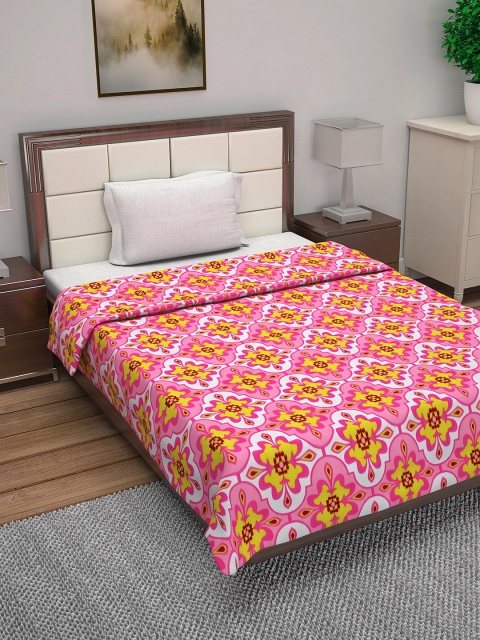 

Divine Casa Pink Floral AC Room 110 GSM Single Bed Quilt