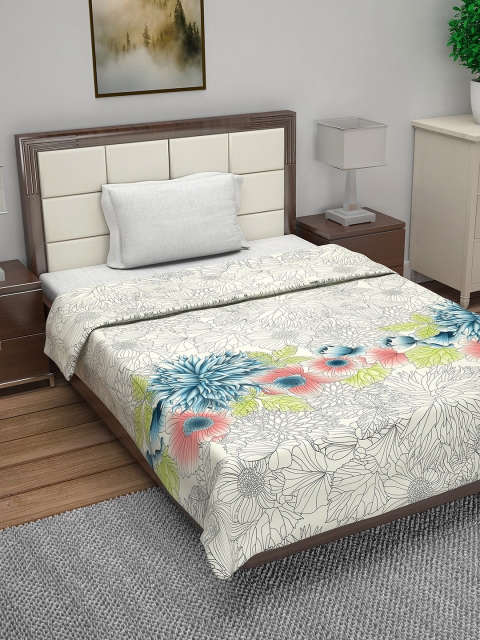 

Divine Casa Off-White Floral AC Room 110 GSM Single Bed Quilt