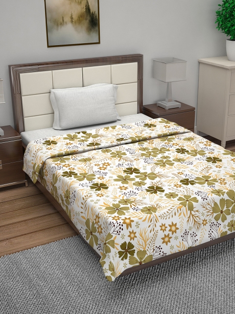 

Divine Casa Yellow Floral AC Room 110 GSM Single Bed Quilt