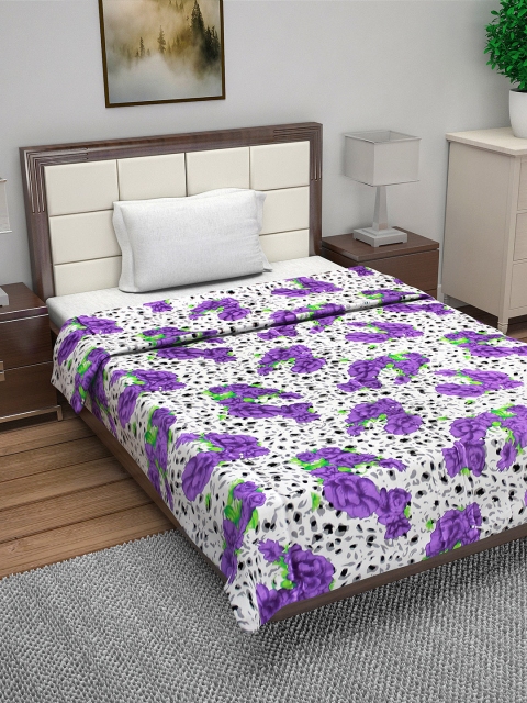 Divine Casa Purple Floral AC Room 110 GSM Single Bed Quilt