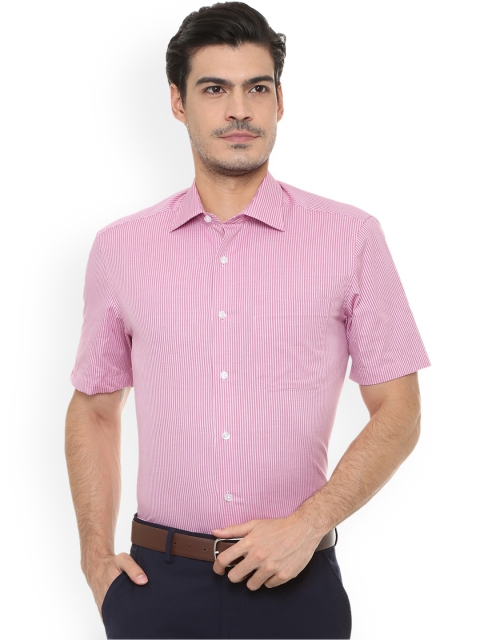 

Louis Philippe Men Pink & White Regular Fit Striped Casual Shirt