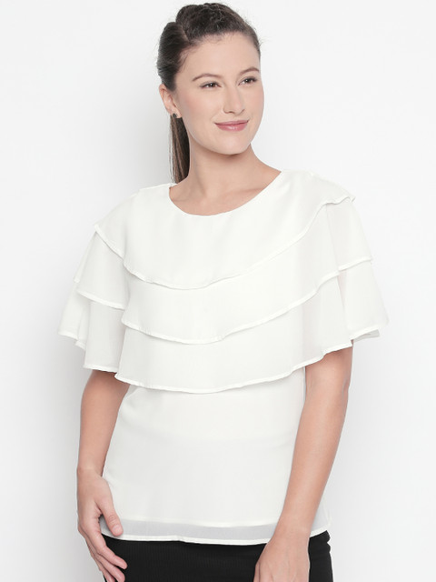 

Annabelle by Pantaloons Women White Solid Cape Top