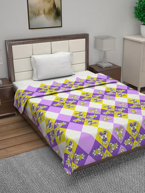 

Divine Casa Purple Floral AC Room 110 GSM Single Bed Quilt