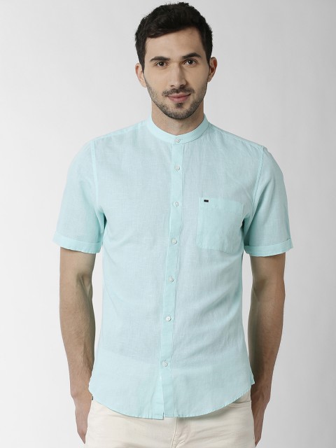 

Peter England Casuals Men Green Slim Fit Self Design Casual Shirt
