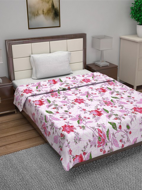 

Divine Casa Pink Floral AC Room 110 GSM Single Bed Quilt
