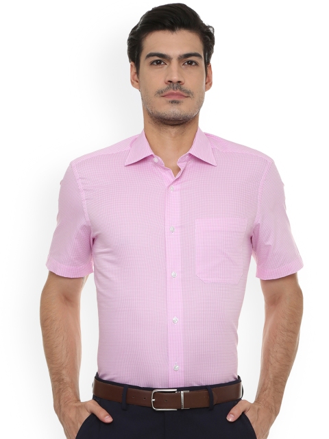 Louis Philippe Men Pink Regular Fit Checked Formal Shirt