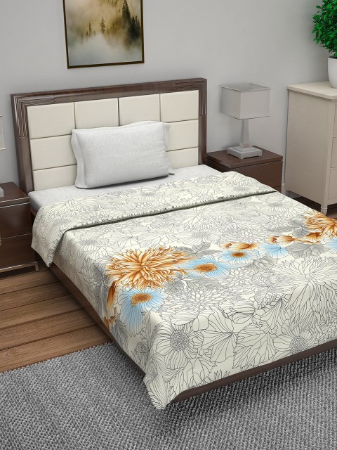 

Divine Casa Yellow Floral AC Room 110 GSM Single Bed Quilt
