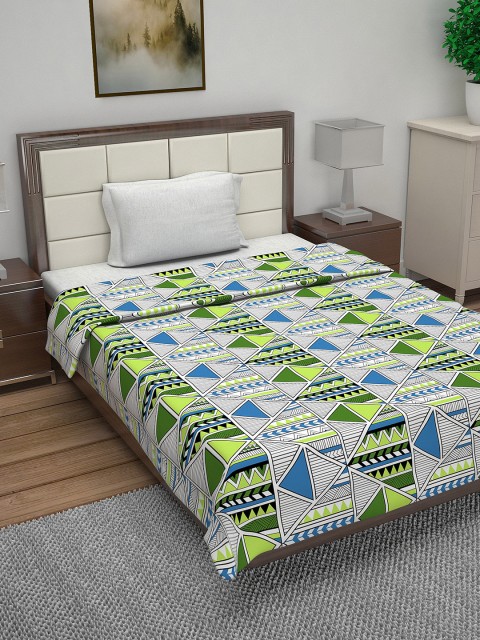 

Divine Casa Green Abstract AC Room 110 GSM Single Bed Quilt