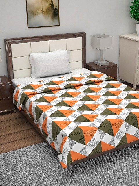 

Divine Casa Orange Geometric AC Room 110 GSM Single Bed Quilt