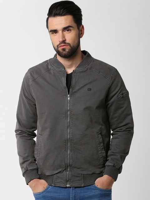 

Peter England Casuals Men Grey Solid Bomber