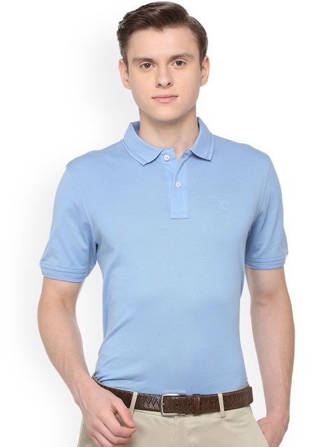 

Louis Philippe Men Blue Solid Polo Collar Pure Cotton T-shirt