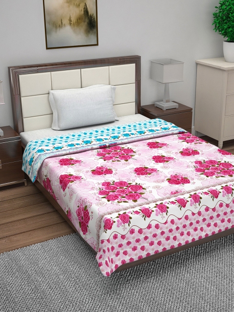 

Divine Casa Pink Floral AC Room 110 GSM Single Bed Quilt