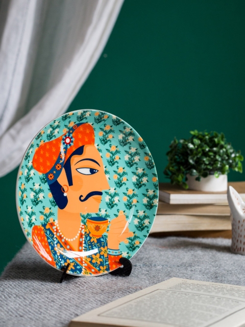 

Chumbak Turquoise Blue & Multicoloured Printed Wall Plate