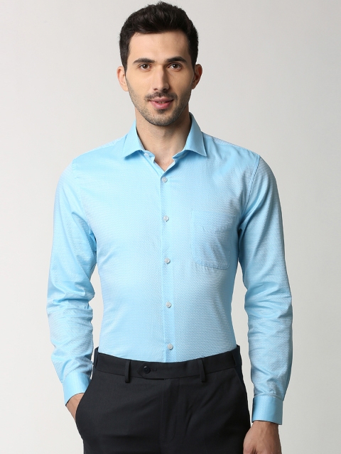 

Peter England Elite Men Blue Slim Fit Self Design Formal Shirt