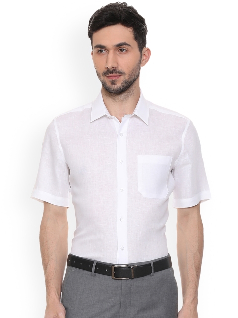 

Louis Philippe Men White Linen Slim Fit Solid Formal Shirt