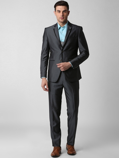 

Peter England Men Grey Solid Three-Piece Suit