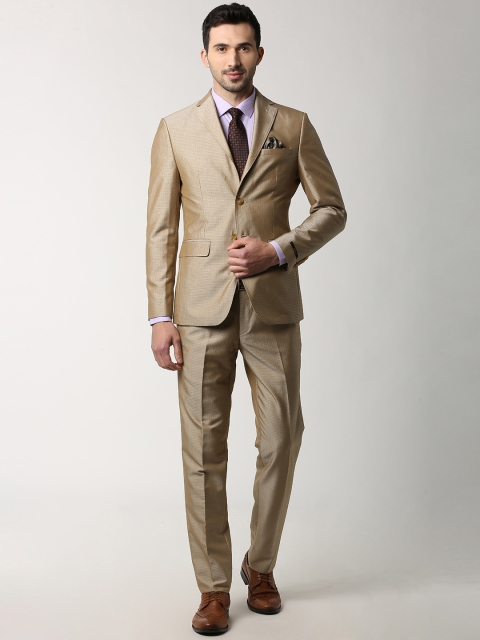 

Peter England Elite Men Brown Self-Design Two-Piece Suit