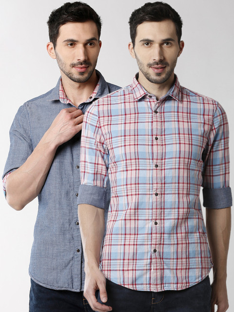 

Peter England Casuals Men Blue Slim Fit Checked Casual Shirt