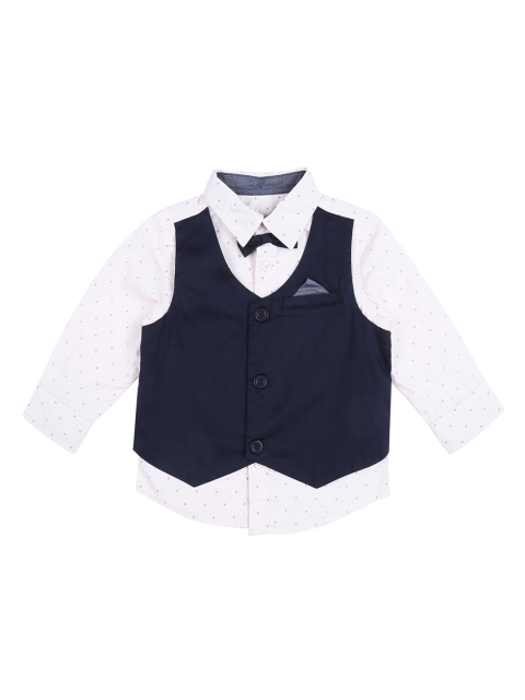 

Pantaloons Baby Boys Navy Blue & White Regular Fit Printed Party Shirt