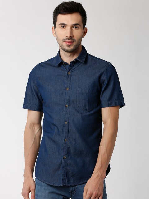 

Peter England Casuals Men Navy Blue Slim Fit Solid Casual Shirt